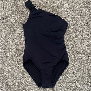 Michael Kors Black One-Shoulder Swim One Piece Elegant Size 6 Beach